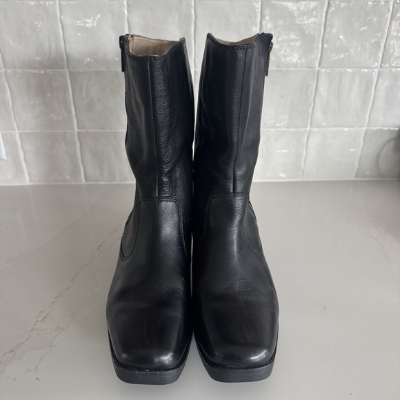 BOGS Gretchen Leather Boots Womens 9 Black Waterproof Mid Calf Zipper - Picture 6 of 8